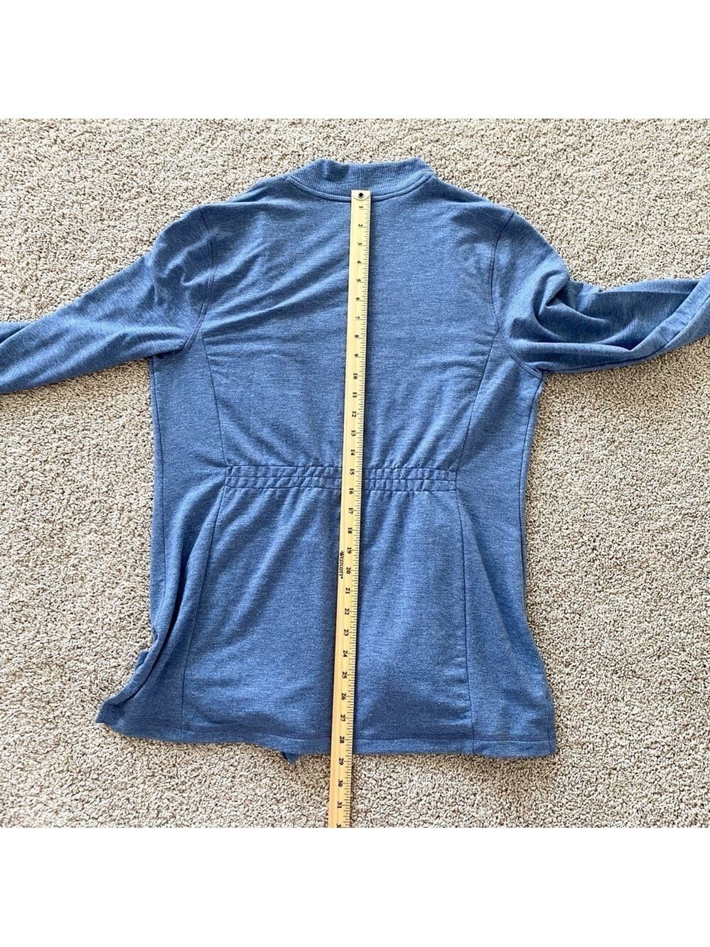 T by Talbots Heather Blue Open Front Cardigan Pockets Size L - Picture 8 of 9